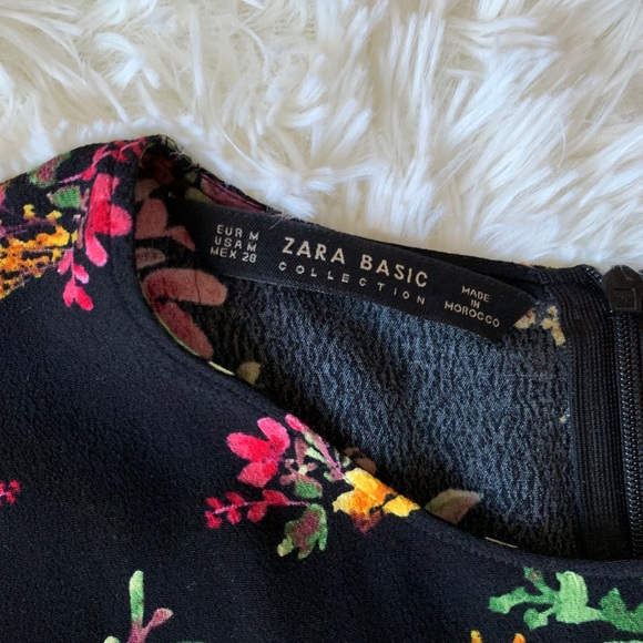 💃Zara Black floral Mini dress size M - Picture 5 of 6